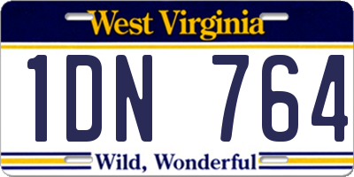 WV license plate 1DN764