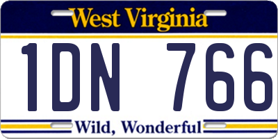WV license plate 1DN766