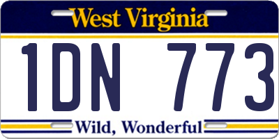 WV license plate 1DN773