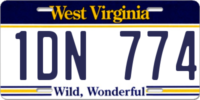 WV license plate 1DN774