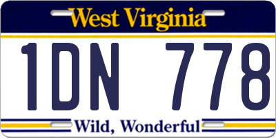 WV license plate 1DN778