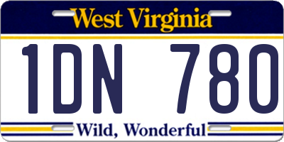 WV license plate 1DN780