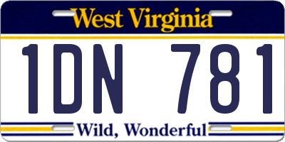 WV license plate 1DN781