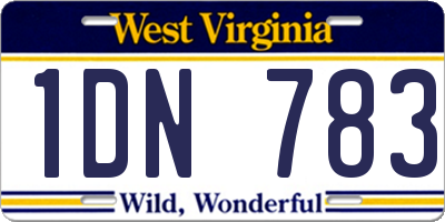 WV license plate 1DN783