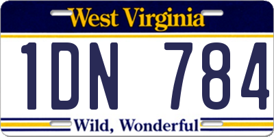WV license plate 1DN784