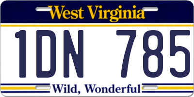 WV license plate 1DN785