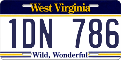 WV license plate 1DN786