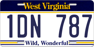 WV license plate 1DN787