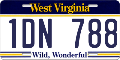 WV license plate 1DN788