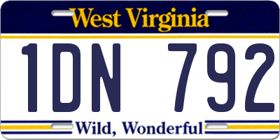 WV license plate 1DN792