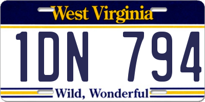 WV license plate 1DN794