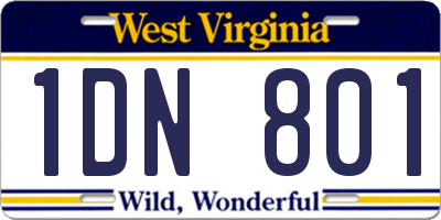WV license plate 1DN801