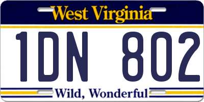 WV license plate 1DN802