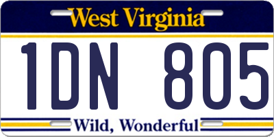 WV license plate 1DN805
