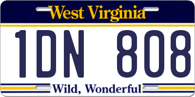 WV license plate 1DN808