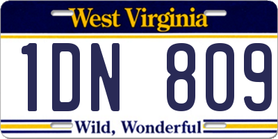 WV license plate 1DN809
