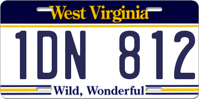 WV license plate 1DN812