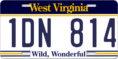 WV license plate 1DN814