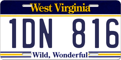 WV license plate 1DN816
