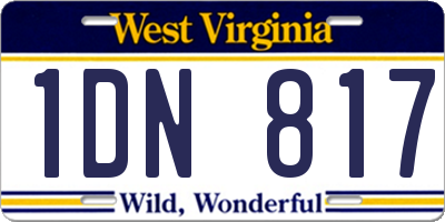 WV license plate 1DN817