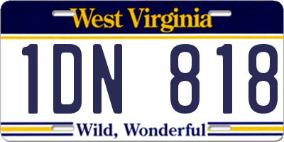 WV license plate 1DN818