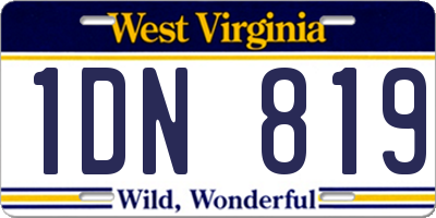 WV license plate 1DN819