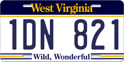 WV license plate 1DN821