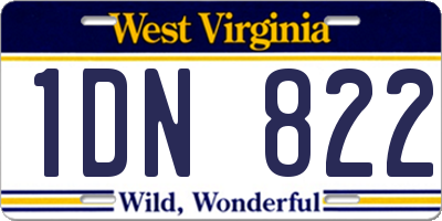 WV license plate 1DN822