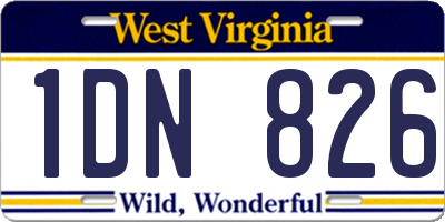 WV license plate 1DN826