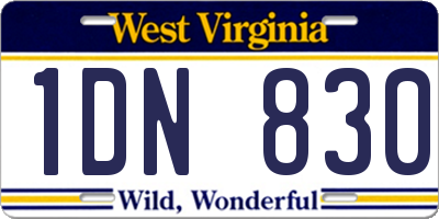 WV license plate 1DN830