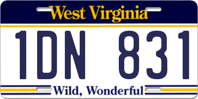 WV license plate 1DN831