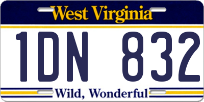 WV license plate 1DN832