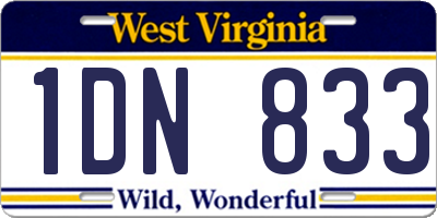 WV license plate 1DN833