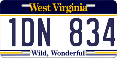 WV license plate 1DN834