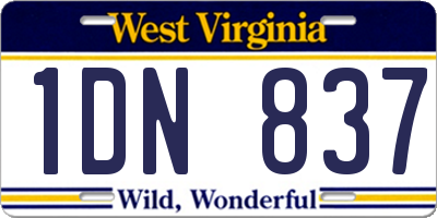 WV license plate 1DN837