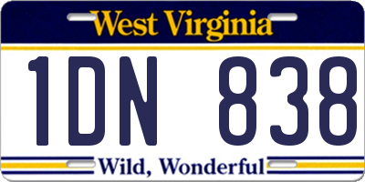 WV license plate 1DN838