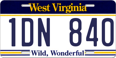WV license plate 1DN840
