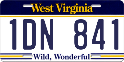 WV license plate 1DN841