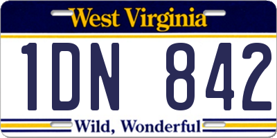 WV license plate 1DN842