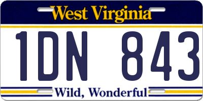 WV license plate 1DN843