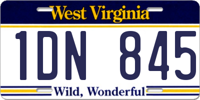 WV license plate 1DN845