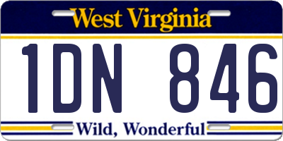 WV license plate 1DN846