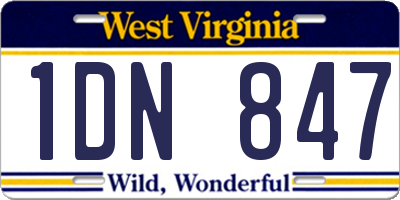WV license plate 1DN847