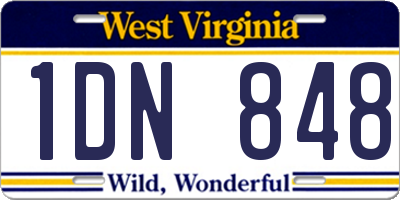 WV license plate 1DN848