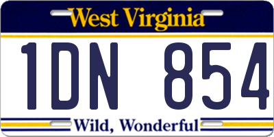 WV license plate 1DN854