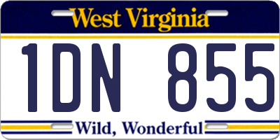 WV license plate 1DN855