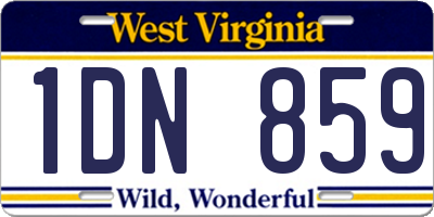 WV license plate 1DN859