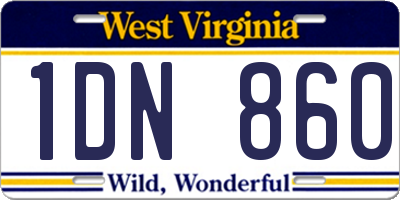 WV license plate 1DN860