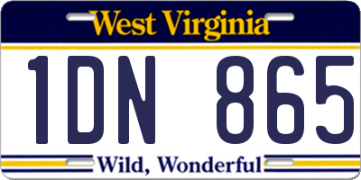 WV license plate 1DN865