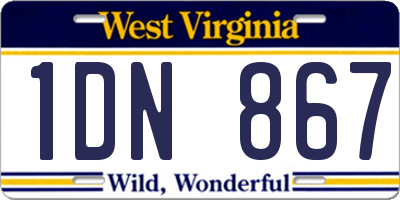 WV license plate 1DN867